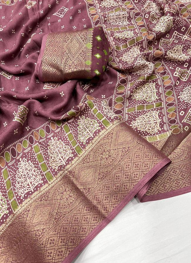 Moss Mello Pink Traditional Wear Zari Work Saree